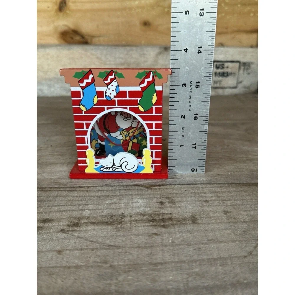 Vintage 3D Christmas Ornament Santa In Chimney Scene Dakin,inc Product Of Taiwan